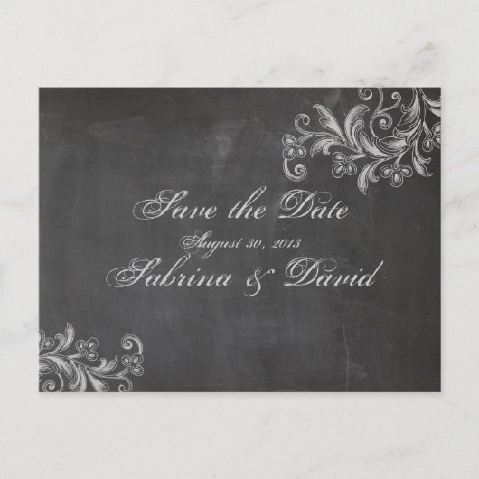 Chalkboard Floral Save the Date Briefkaart (Voorkant)
