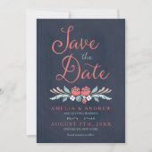 Chalkboard Floral Save the Date Kaart (Voorkant)