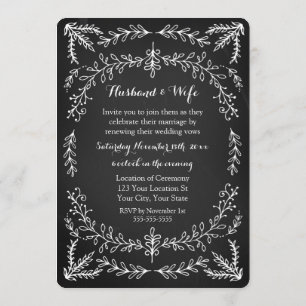 Chalkboard Floral  Vow Renewal Uitnodiging