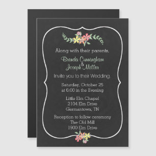 Chalkboard: Floral Wedding Invitation Magnet Magnetische Uitnodiging