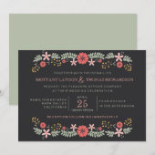 Chalkboard Floral Wedding Invitations (Devant / Derrière)