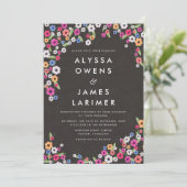 Chalkboard Floral Wedding Invitations Kaart (Staand voorkant)