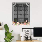 Chalkboard  Floral Wedding Seating Chart Poster (Thuiskantoor)