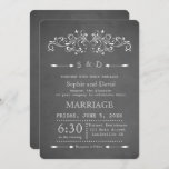 Chalkboard Flourdir et tourbillon | FAIRE-PART DE<br><div class="desc">Un design mariage rustique avec une illustration décorative tourbillonnante et florissante,  deux flèches de coeur,  sur un arrière - plan de tableau noir. Utilisez l'outil Personnaliser pour ajouter vos informations. Pour en savoir plus,  visitez ma collection de Mariages Chalkboard Flourish et Swirl.</div>