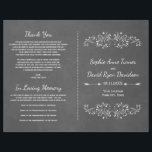 Chalkboard Flourdir et tourbillon | Programme de m<br><div class="desc">Un design mariage rustique avec une illustration décorative tourbillonnante et florissante,  deux flèches de coeur,  sur un arrière - plan de tableau noir. Utilisez l'outil Personnaliser pour ajouter vos informations. Pour en savoir plus,  visitez ma collection de Mariages Chalkboard Flourish et Swirl.</div>