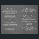 Chalkboard Flourdir et tourbillon | Programme de m<br><div class="desc">Un design mariage rustique avec une illustration décorative tourbillonnante et florissante,  deux flèches de coeur,  sur un arrière - plan de tableau noir. Utilisez l'outil Personnaliser pour ajouter vos informations. Pour en savoir plus,  visitez ma collection de Mariages Chalkboard Flourish et Swirl.</div>