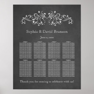 Chalkboard (Flourish and Swirl Seating Chart) Poster