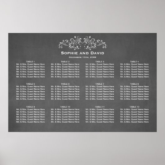 Chalkboard (Flourish and Swirl Seating Chart) Poster (Voorkant)