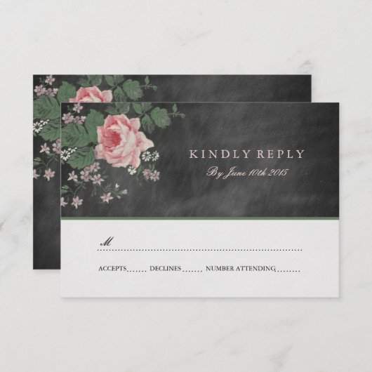 CHALKBOARD FLOWER WEDDING RSVP INVIATIES (Voorkant / Achterkant)