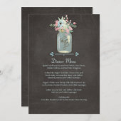 Chalkboard Flowers Rustic Mason Jar Modern Floral Menu (Voorkant / Achterkant)