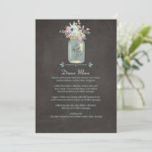 Chalkboard Flowers Rustic Mason Jar Modern Floral Menu (Staand voorkant)