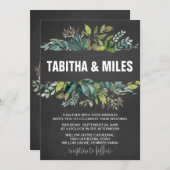 Chalkboard Foliage WreatKaart Backing Wedding Kaart (Voorkant / Achterkant)