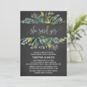 Chalkboard Foliage zei ja tegen Engagement Party Kaart (Staand voorkant)