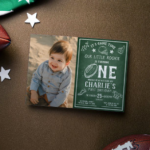 Chalkboard Football All Star Foto 1e verjaardag Kaart