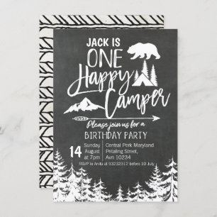 Chalkboard Forest Camping Birthday party camper Kaart
