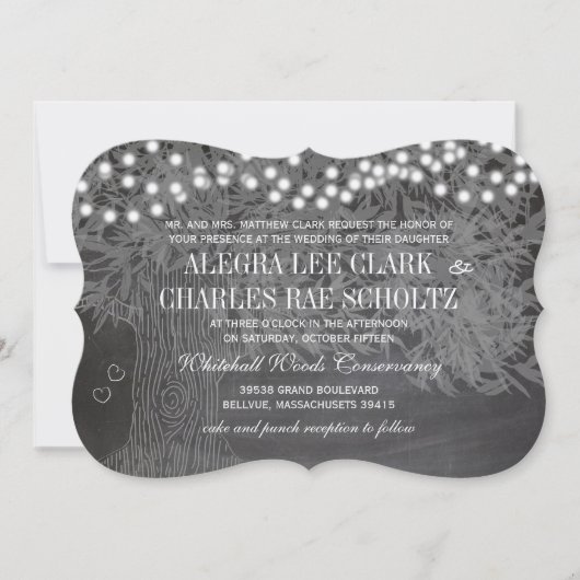 Chalkboard Forest Faire-part de mariage d'arbre ro (Devant)