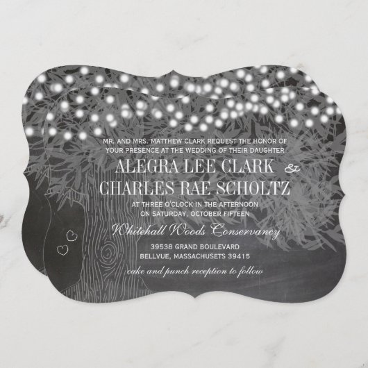 Chalkboard Forest Faire-part de mariage d'arbre ro (Devant / Derrière)