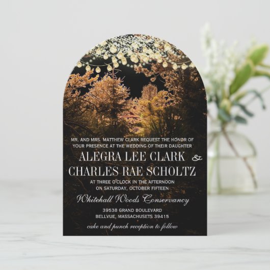 Chalkboard Forest Romantic Tree Wedding Kaart (Staand voorkant)