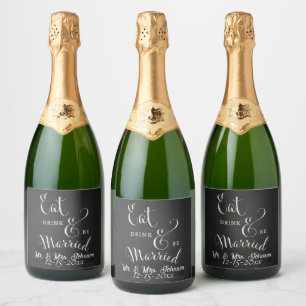 Chalkboard Forever en Altijd Mousserende Wijn Labe Sparkling Wijnetiket