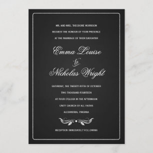 Chalkboard Formele Typografie Wedding Invitations Kaart