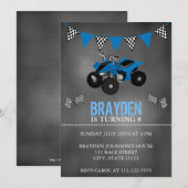 Chalkboard Four Wheeler, ATV Birthday Invitation Kaart (Voorkant / Achterkant)