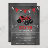 Chalkboard Four Wheeler, VTT Invitation d'annivers (Devant / Derrière)