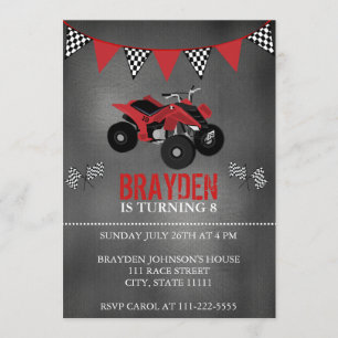 Chalkboard Four Wheeler, VTT Invitation d'annivers
