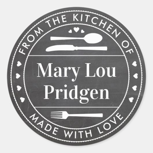 Chalkboard From the Kitchen Of Food Gift Ronde Sticker (Voorkant)