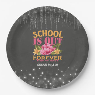 Chalkboard Funny Teacher Floral Retirement Papieren Bordje