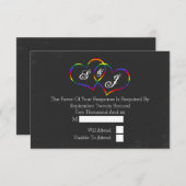 Chalkboard Gay pride Rainbow Hearts Mariage RSVP (Devant / Derrière)