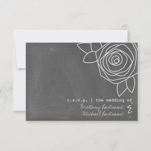 Chalkboard Geïnspireerd Roos Wedding RSVP Kaartje (Voorkant)