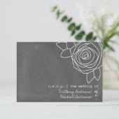Chalkboard Geïnspireerd Roos Wedding RSVP Kaartje (Staand voorkant)