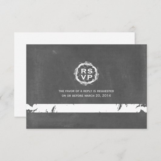 Chalkboard geïnspireerd weddenschap RSVP (Voorkant / Achterkant)