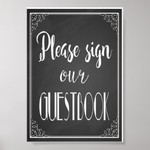 Chalkboard Gelieve onze gedrukte gastenboeken te o Poster
