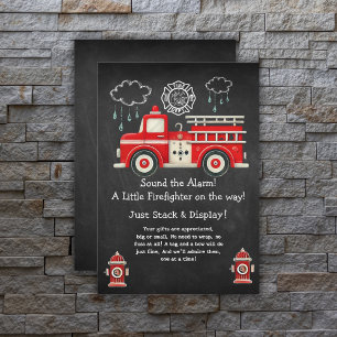 Chalkboard Geluid het alarm! Baby shower van een b Informatiekaartje