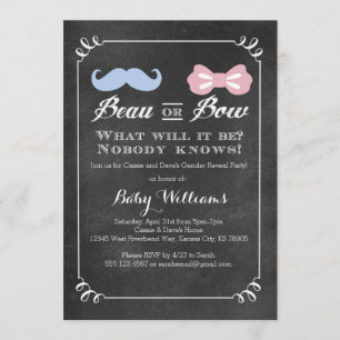 Chalkboard Gender onthulling Baby shower Invitatio Kaart