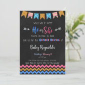 Chalkboard Gender Reopenbaart Uitnodiging (Staand voorkant)