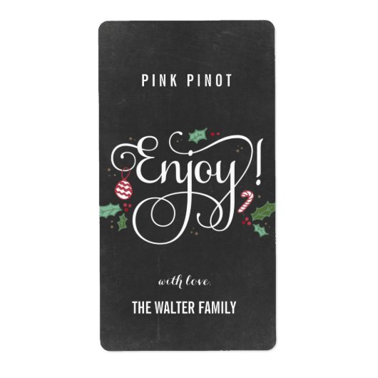 Chalkboard geniet van kerstwijn-flessenlabels etiket (Voorkant)