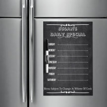 Chalkboard gepersonaliseerd wekelijks menu