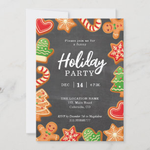 Chalkboard Gingerbrood Holiday Party Uitnodiging