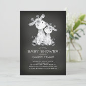 Chalkboard Giraffe Baby shower neutre Invitation (Debout devant)