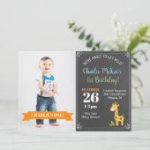 Chalkboard Giraffe Invitation photo tendance Anniv (Debout devant)