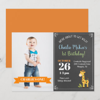 Chalkboard Giraffe Invitation photo tendance Anniv