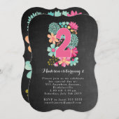 Chalkboard Girls Floral 2e anniversaire Invitation (Devant / Derrière)