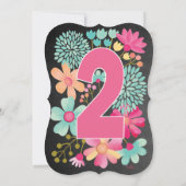 Chalkboard Girls Floral 2e anniversaire Invitation (Dos)