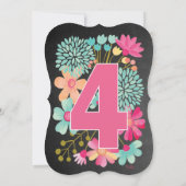 Chalkboard Girls Floral 4e anniversaire Invitation (Dos)