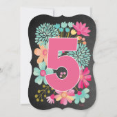 Chalkboard Girls Floral 5e anniversaire Invitation (Dos)