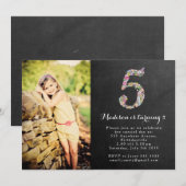 Chalkboard Girls Floral 5e anniversaire Invitation (Devant / Derrière)