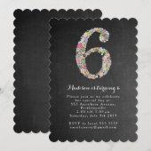 Chalkboard Girls Floral 6e anniversaire Invitation (Devant / Derrière)