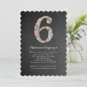 Chalkboard Girls Floral 6e anniversaire Invitation (Debout devant)